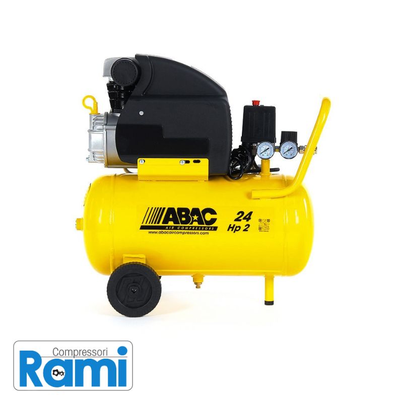 Compressore Abac Pole Position B20 Baseline carrellato - 2Hp, 8bar, serbatoio 24 litri