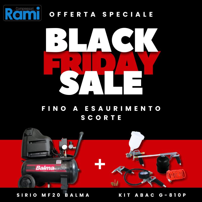 Offerta Black Friday - Compressore Sirio BALMA MF20 + Kit ABAC accessori G-180P