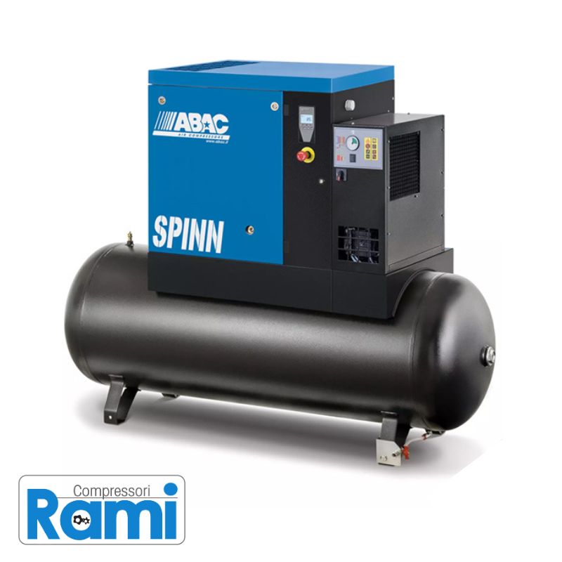 Essiccatore con compressore a vite a velocità fissa da 5,5 kW integrato SPINN5,5E 10 bar - foto abac frontale