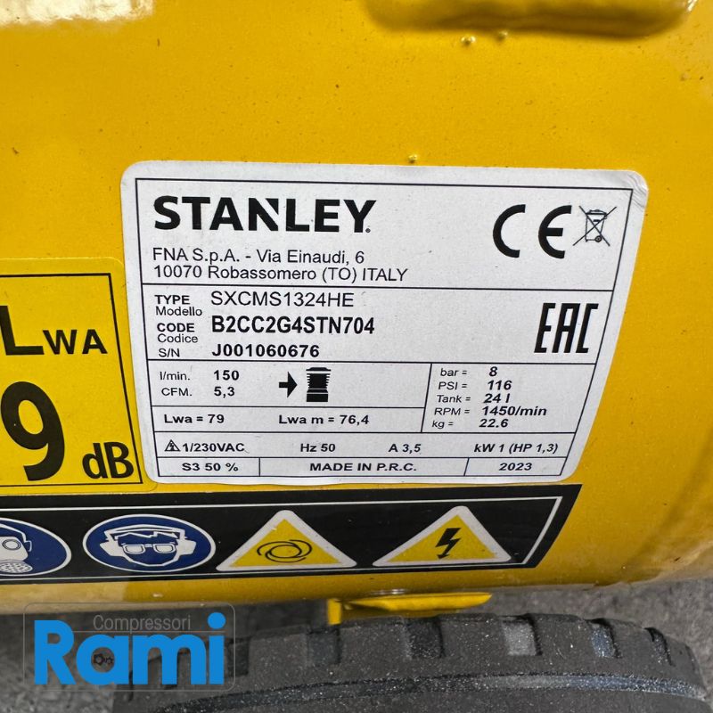 Compressore Stanley SXCMS1324HE - foto etichetta
