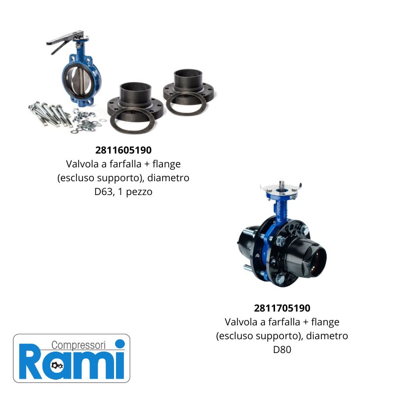 Valvola a farfalla + flange (escluso supporto), diametro D63, 1 pezzo - IMMAGINE